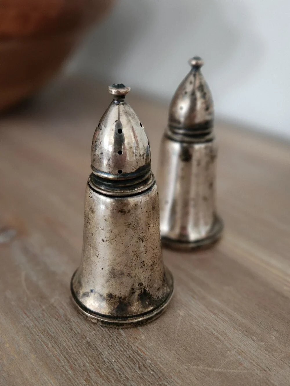 Vintage Columbia Weighted Sterling Silver Salt Pepper Shakers Pair 3.5 Inch
